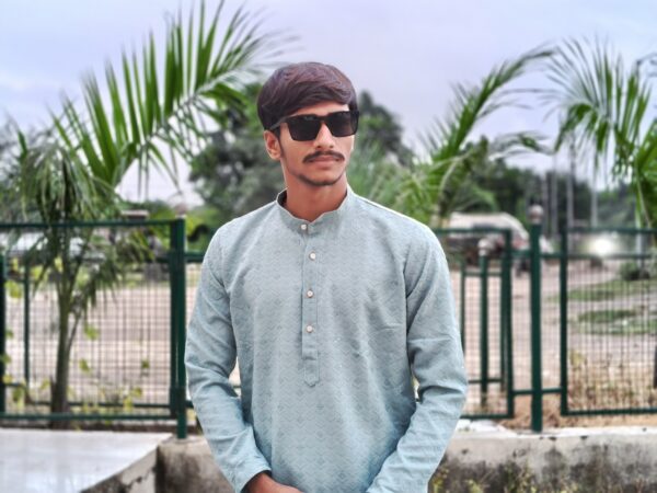 Men’s Pista Green Cotton Printed Kurta | Festive & Casual Wear