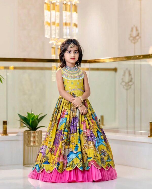 Royal Charm Kids Gown Frock – Heavy Chinon with Embroidery & Dupatta