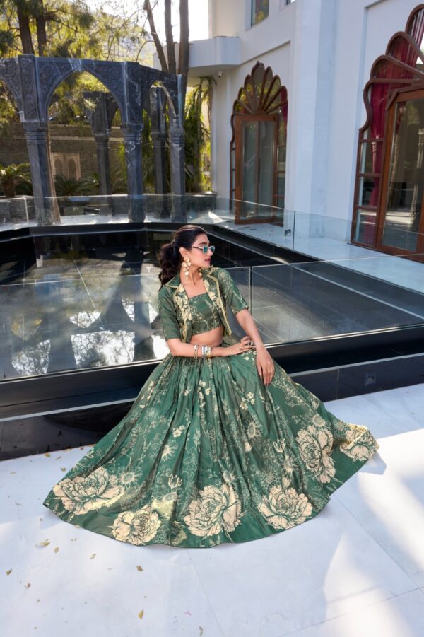 Blooming Charm Tasar Silk Lehenga Set with Koti