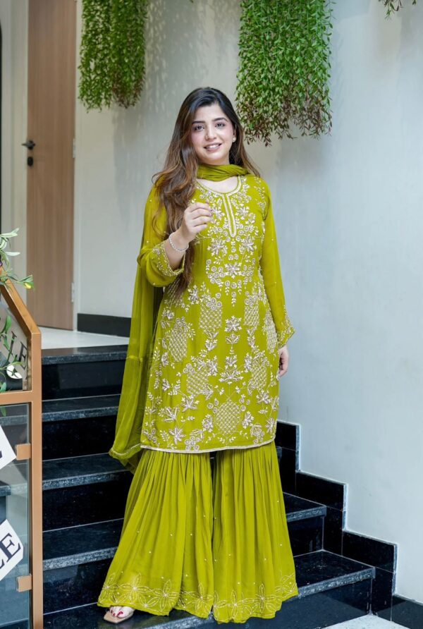 New Designer Party Wear Top–Plazzo with Dupatta – Heavy Embroidery Work