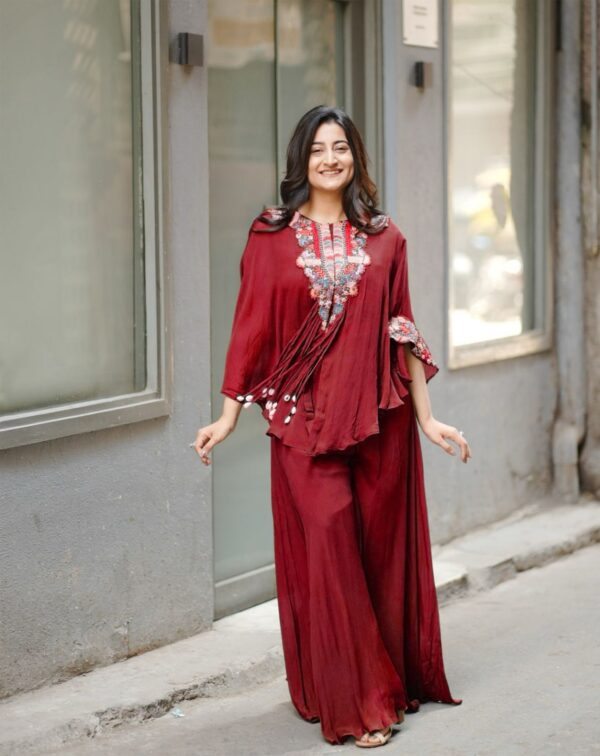 Trendy Three Piece Indo Western Set with Sequence Embroidered Work