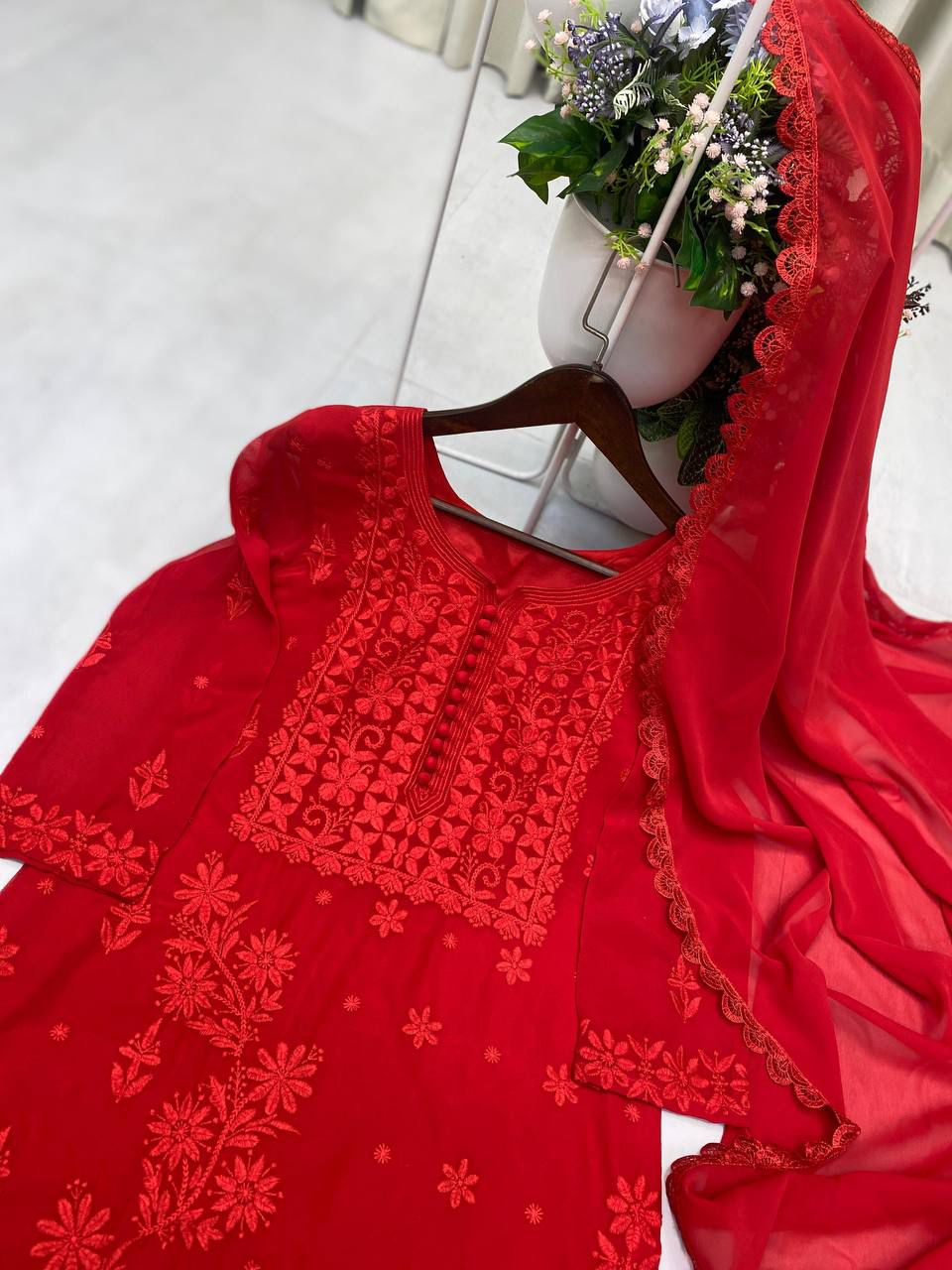 RUNNING WEAR – TRENDING FAUX GEORGETTE DESIGNER SUIT SET By LoomVastra Clothing - Image 6